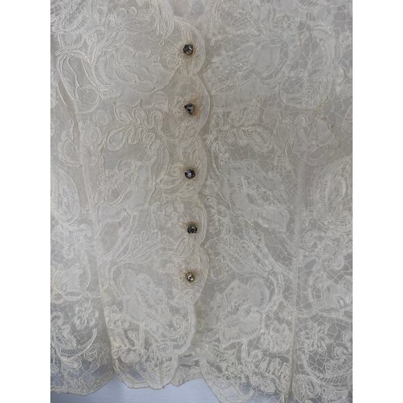 1960s Styled by Dana Ivory Scalloped Lace Short Sleeve Blouse Size medium - Picture 7 of 11